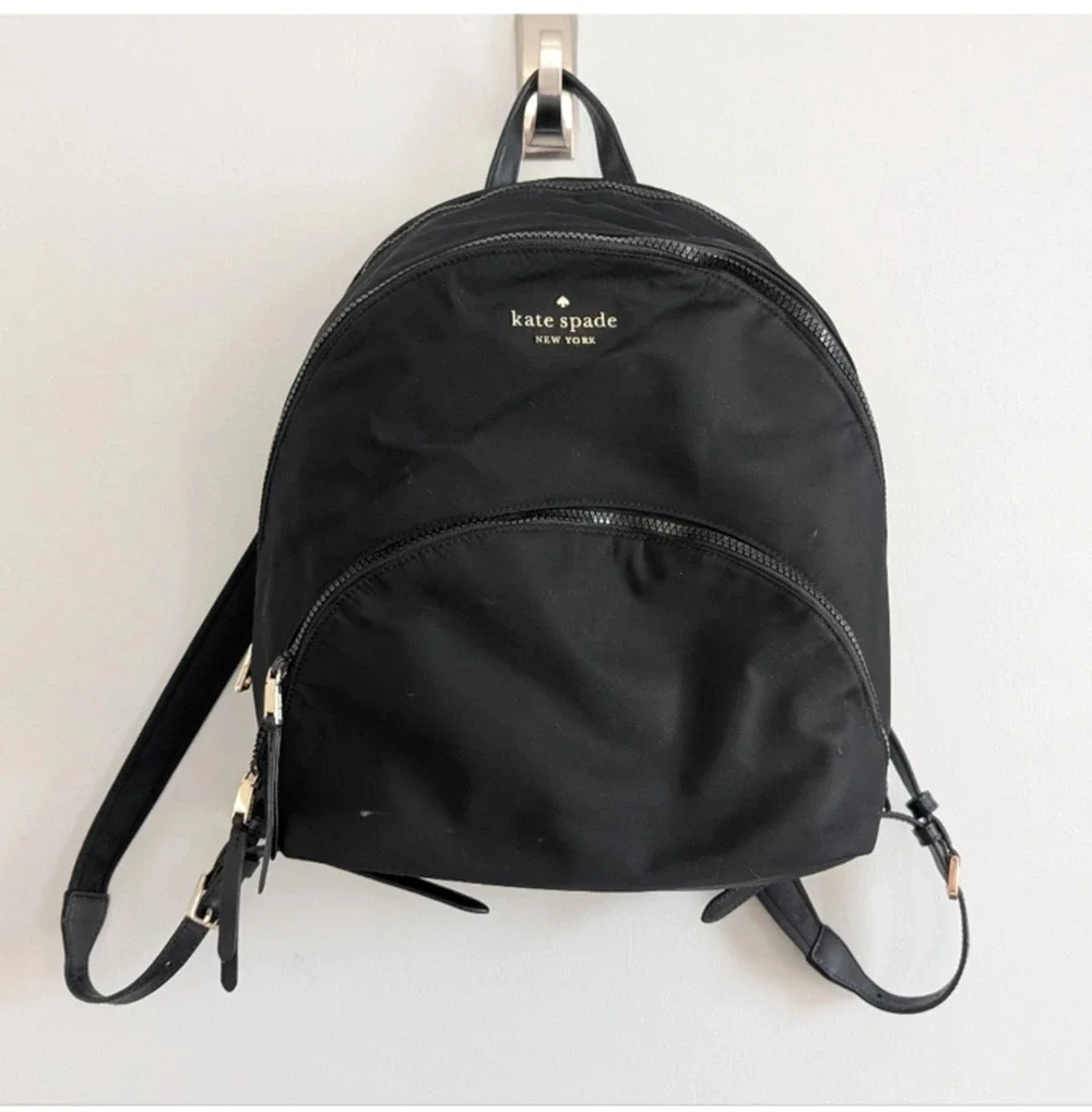 Kate Spade Karissa Nylon Medium Backpack Purse Black - Picture 1 of 6